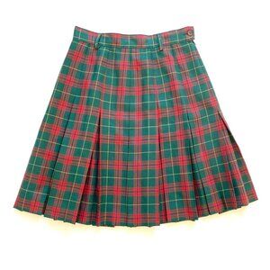 Vintage Lindor Italy 100% Virgin Wool Tartan Plaid Pleated Skirt Size 6